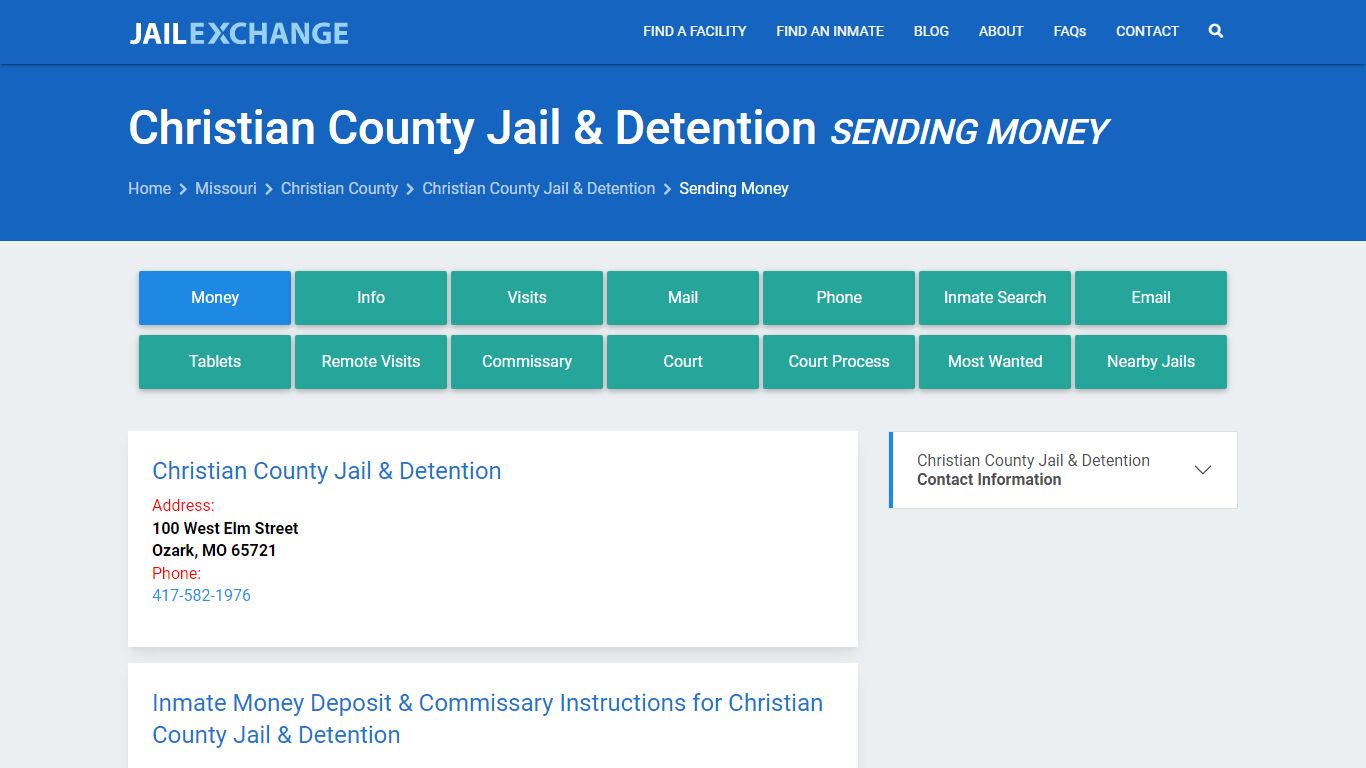 Send Money to Inmate - Christian County Jail & Detention, MO