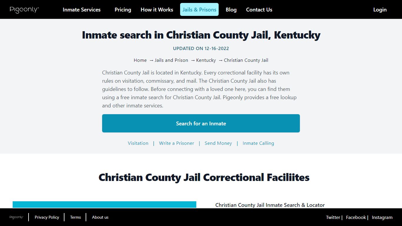 Inmate Search Christian County Jail, Kentucky | Pigeonly